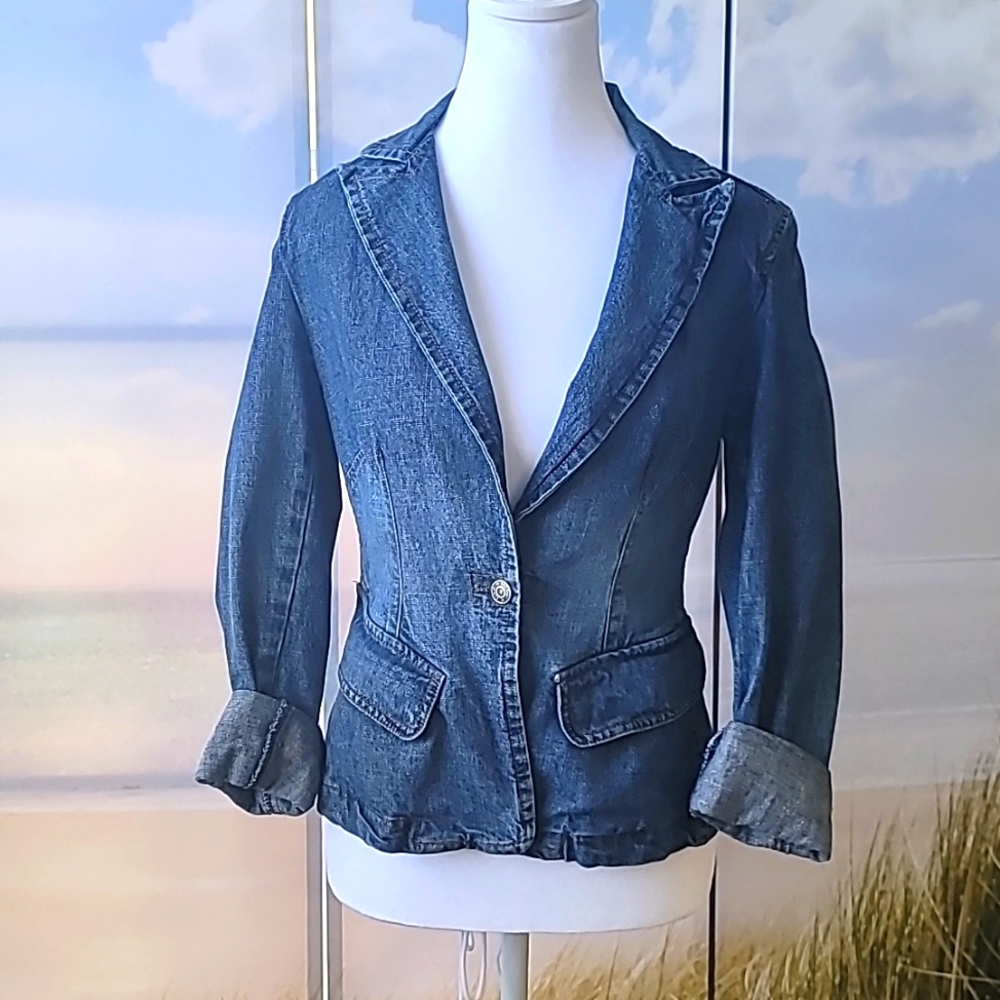 BEBE Jeans Blazer Jacket With Pockets